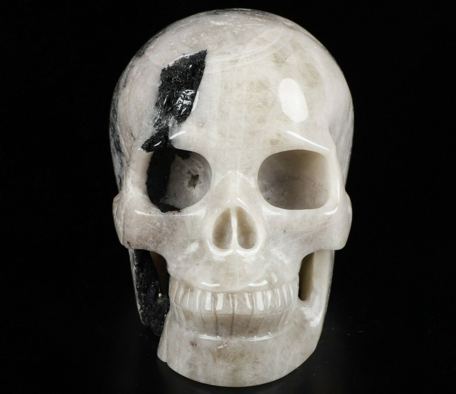 Black Tourmalinated Quartz Skull 5417